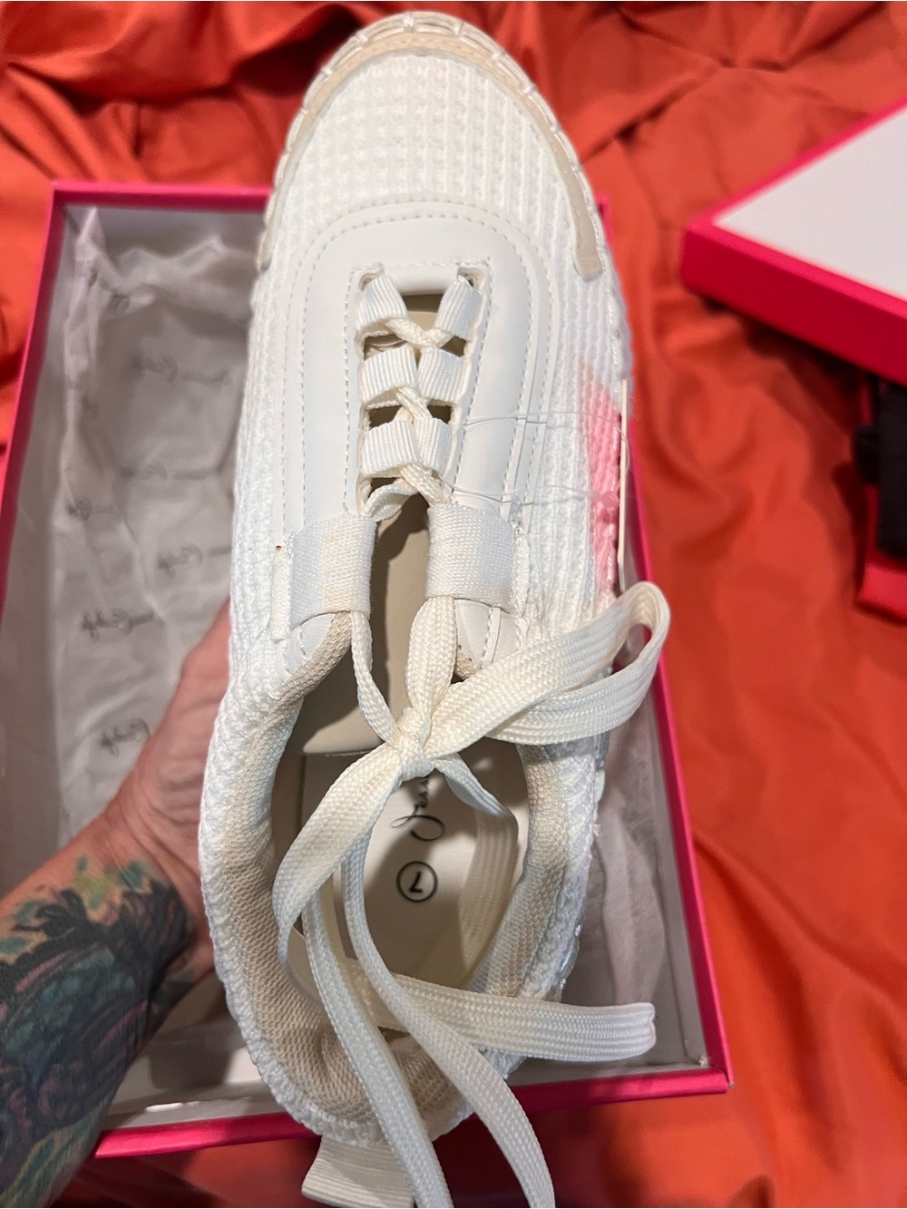 Women's Cream Lace-Up Platform Sneaker